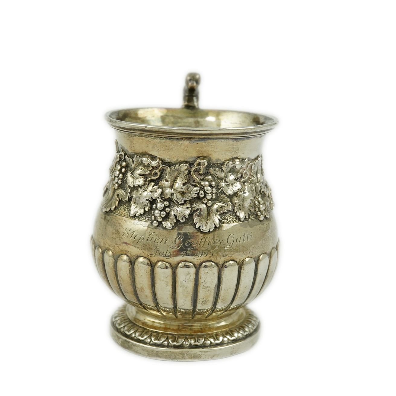 A George IV demi-fluted silver christening cup, by Eames & Barnard